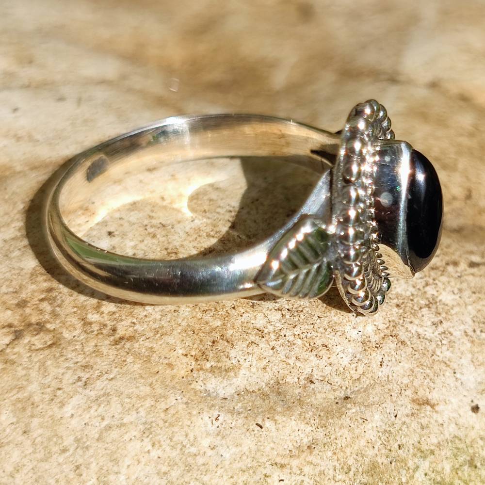 Anello con pietra in argento 925 CHITTASWARUP onice nero