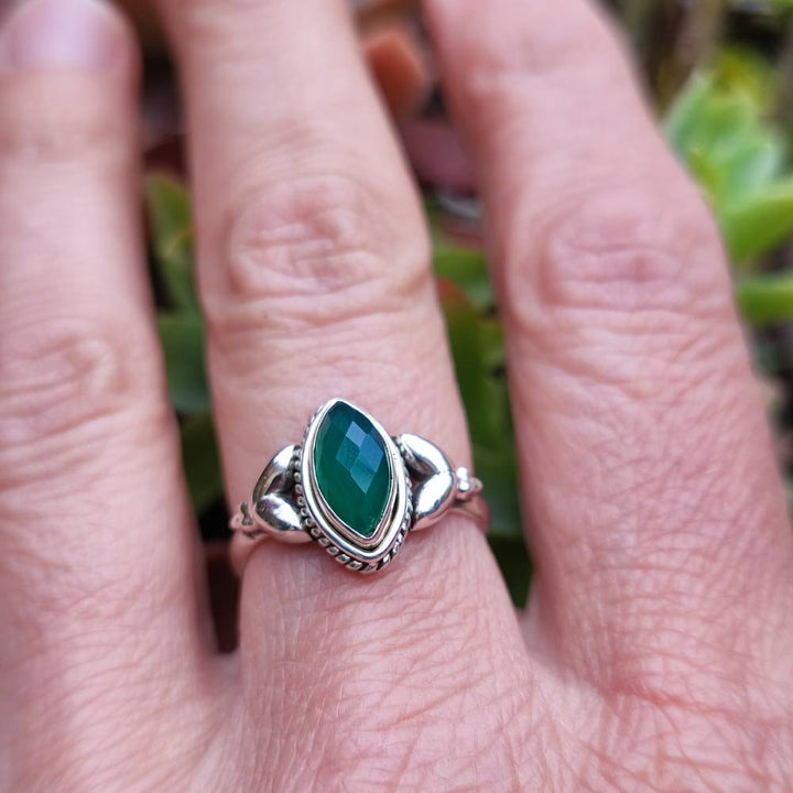 Anello con pietra in argento 925 DHIREN agata verde