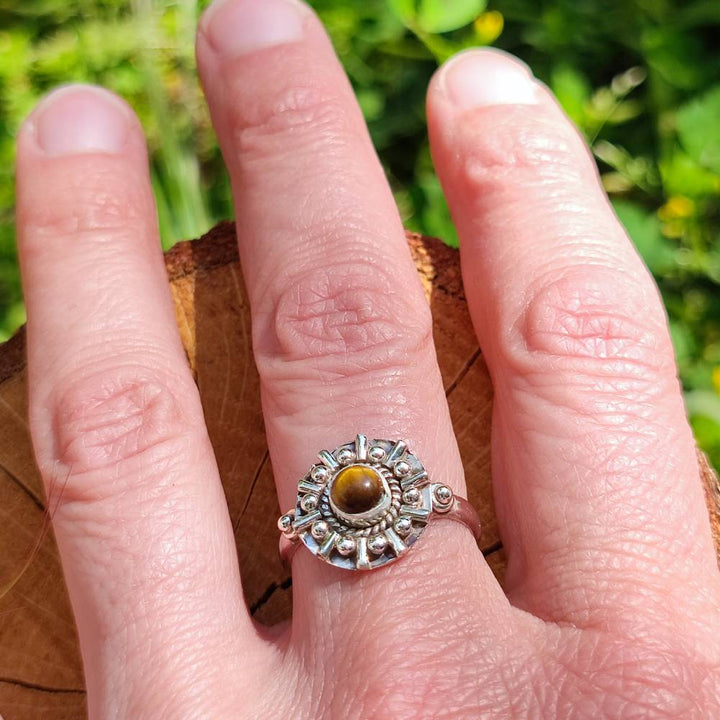 Anello in argento 925 con pietra GURNAM occhio di tigre