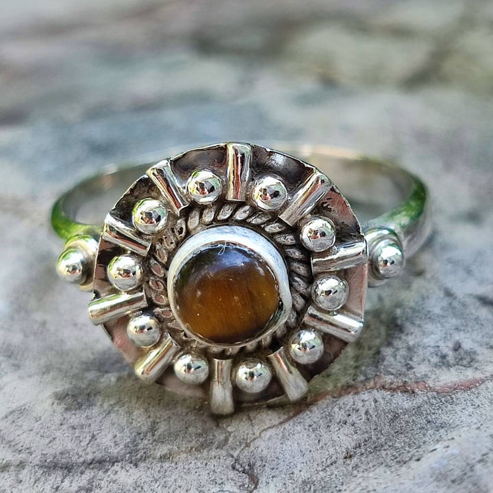 Anello in argento 925 con pietra GURNAM occhio di tigre