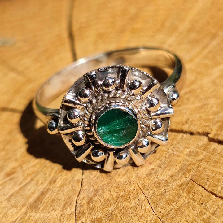 Anello in argento 925 con pietra GURNAM agata verde