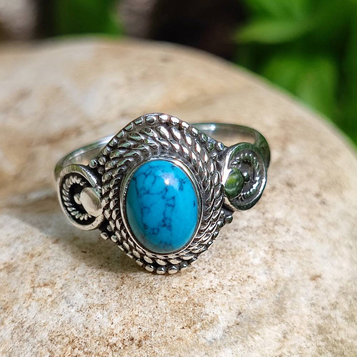 Anello con pietra in argento 925 KAMBOJ Turchese