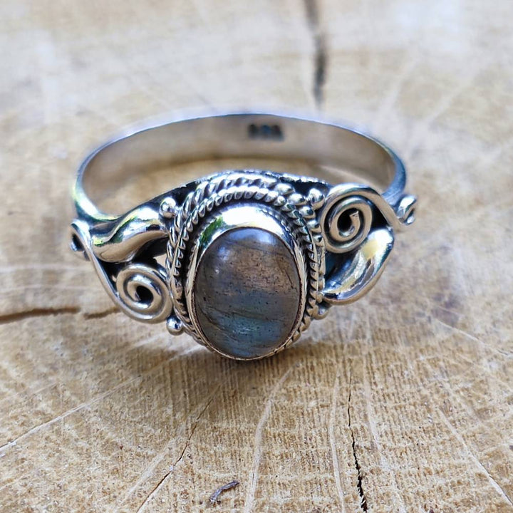 ANELLO artigianale in argento 925 pietra MAHIPATI labradorite