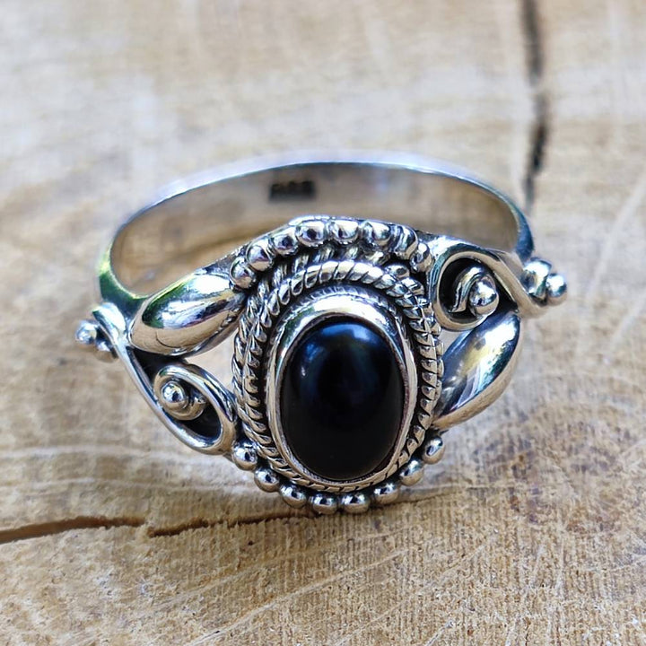 ANELLO artigianale in argento 925 pietra MAHIPATI onice nero
