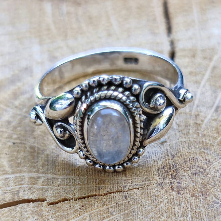 ANELLO artigianale in argento 925 pietra MAHIPATI pietra di luna