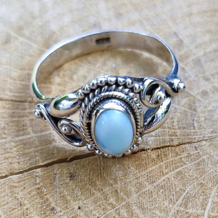 ANELLO artigianale in argento 925 pietra MAHIPATI larimar