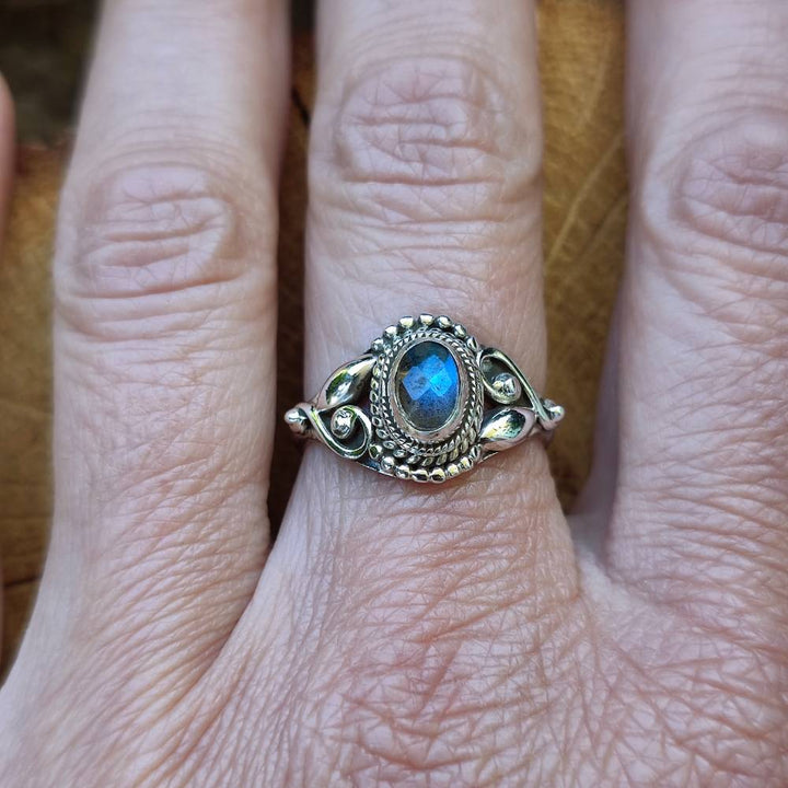 ANELLO artigianale in argento 925 pietra MAHIPATI labradorite