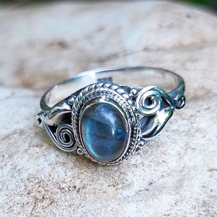 ANELLO artigianale in argento 925 pietra MAHIPATI labradorite