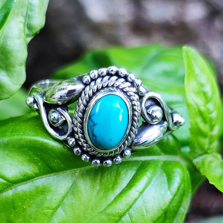 ANELLO artigianale in argento 925 pietra MAHIPATI turchese