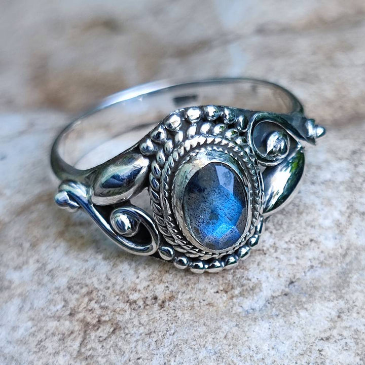 ANELLO artigianale in argento 925 pietra MAHIPATI labradorite