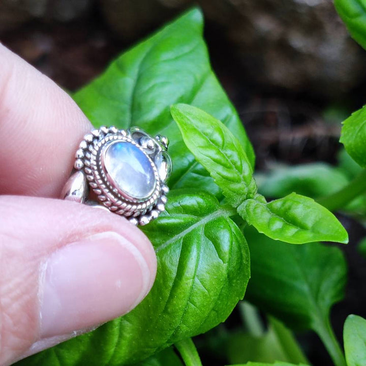ANELLO artigianale in argento 925 pietra MAHIPATI pietra di luna