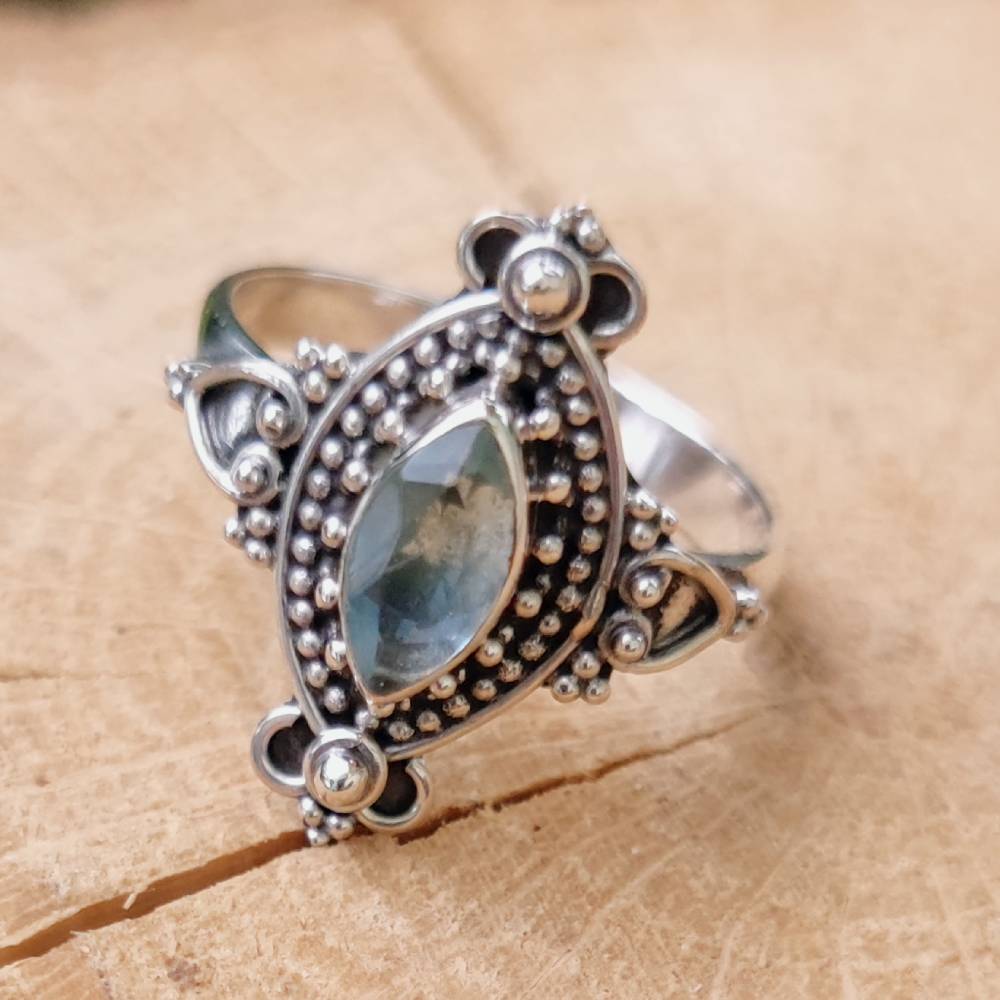Anello con pietra in argento 925 ATEET topazio azzurro