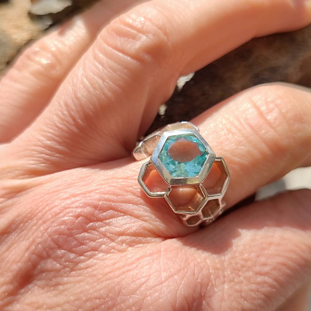 Anello etnico in argento 925 con pietra - BUILI