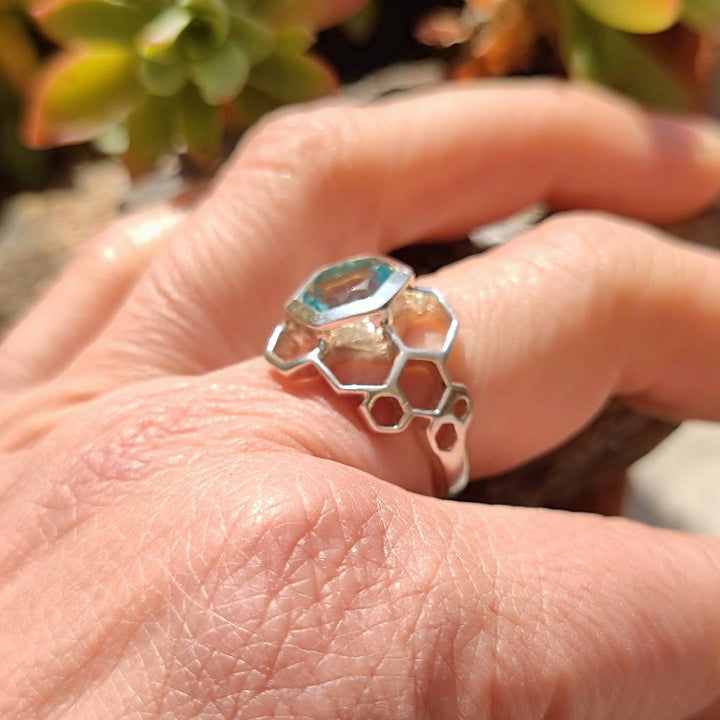 Anello etnico in argento 925 con pietra - BUILI