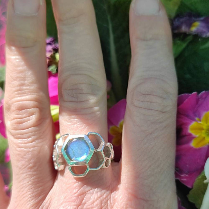 Anello etnico in argento 925 con pietra - BUILI