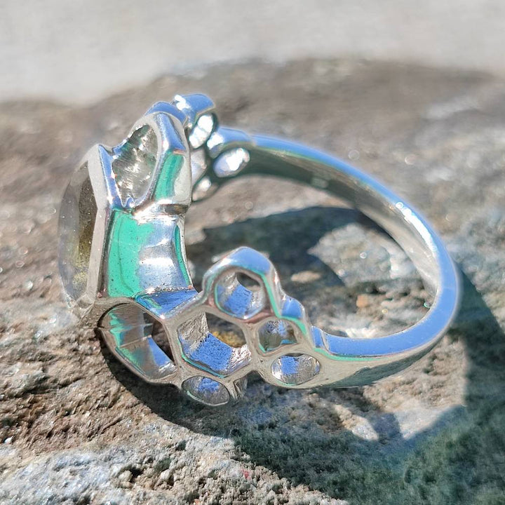 Anello etnico in argento 925 con pietra - BUILI