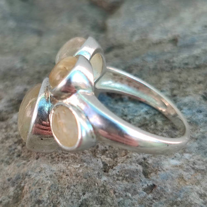 Anello etnico in argento 925 con pietra - DARJI