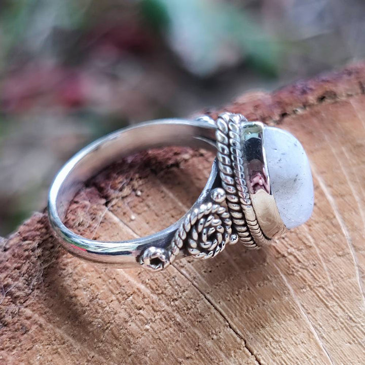Anello argento 925 con pietra ovale - BASUPALI pietra di luna