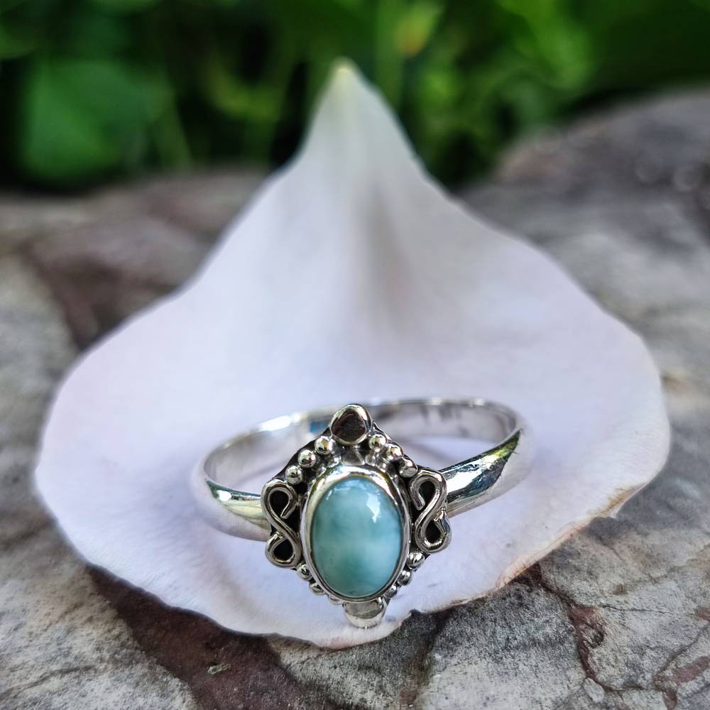 Anello in argento 925 con pietra ILESH larimar