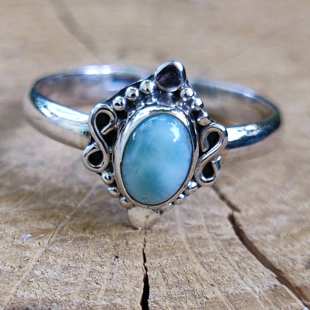 Anello in argento 925 con pietra ILESH larimar