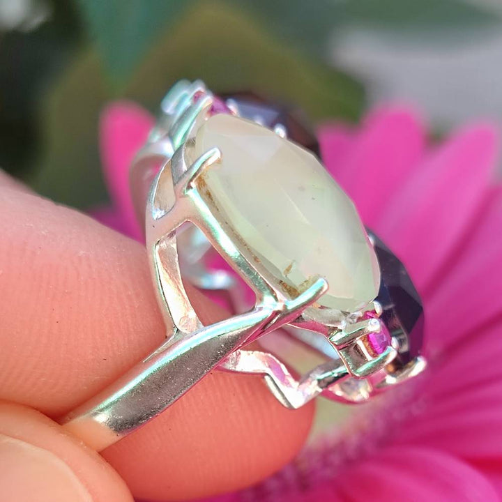 Handcrafted 925 silver ring with stones - TIFFANY
