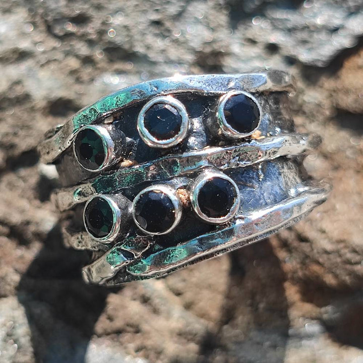 Anello etnico in argento 925 con pietra - LANDPUR