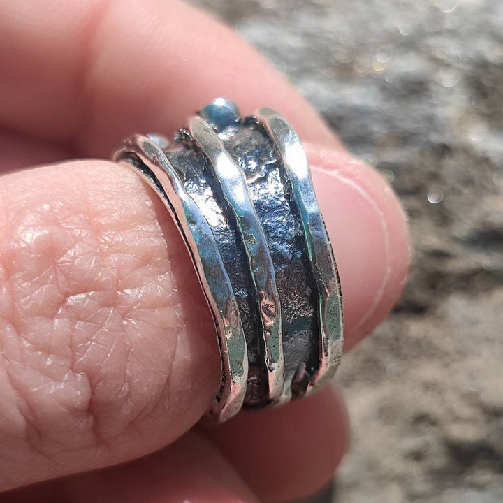Anello etnico in argento 925 con pietra - LANDPUR