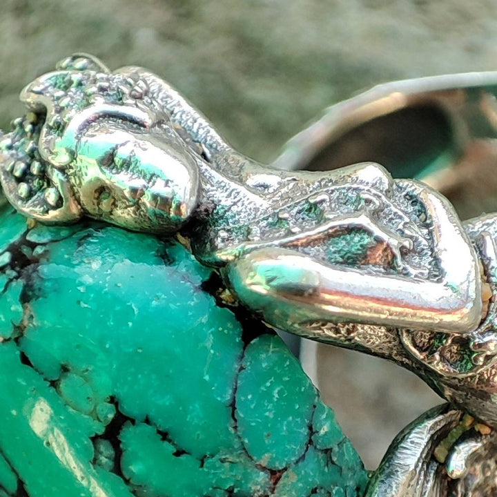 Anello etnico in argento 925 con pietra e sirena - LASARNA