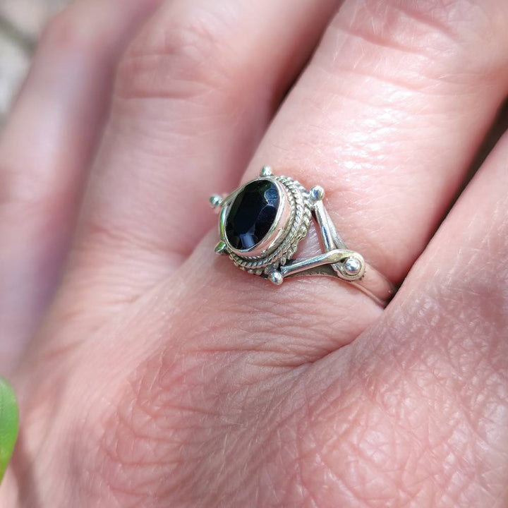 Anello con pietra in argento 925 NALIN onice nero