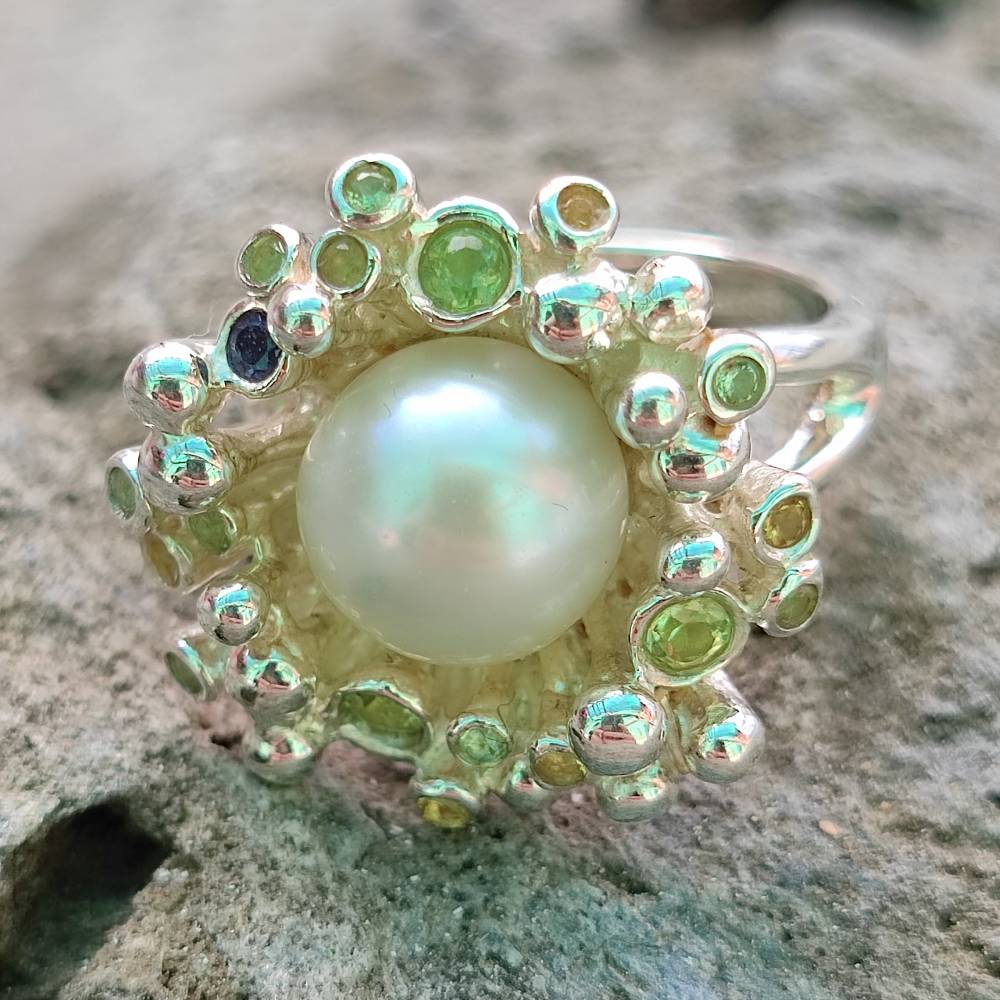 Anello etnico in argento 925 con pietra - NAWATANI