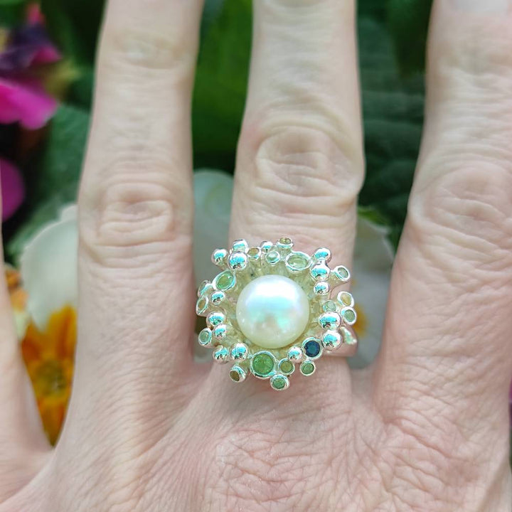 Anello etnico in argento 925 con pietra - NAWATANI