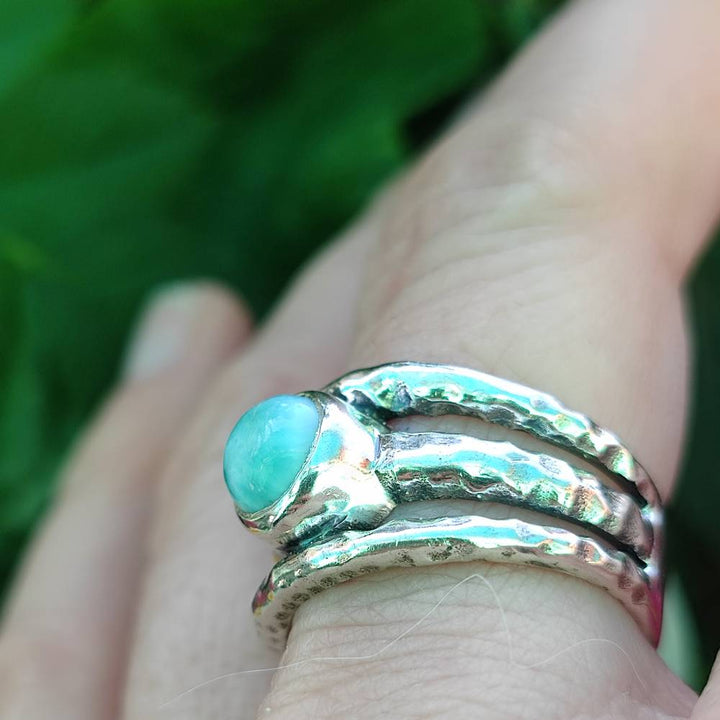 Anello etnico in argento 925 con pietra - NOKH