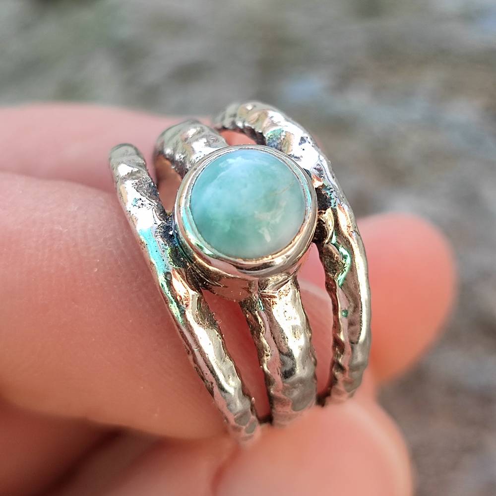 Anello etnico in argento 925 con pietra - NOKH