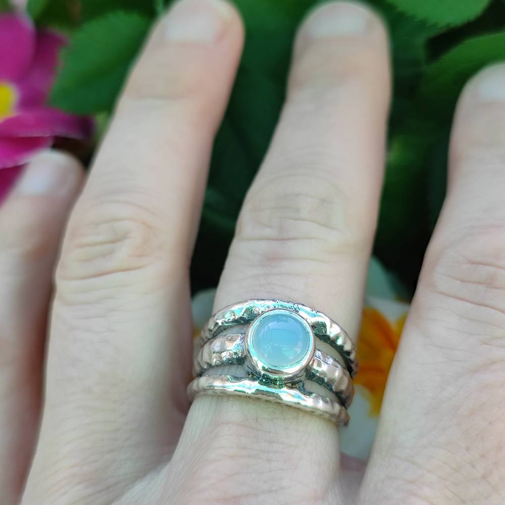 Anello etnico in argento 925 con pietra - NOKH