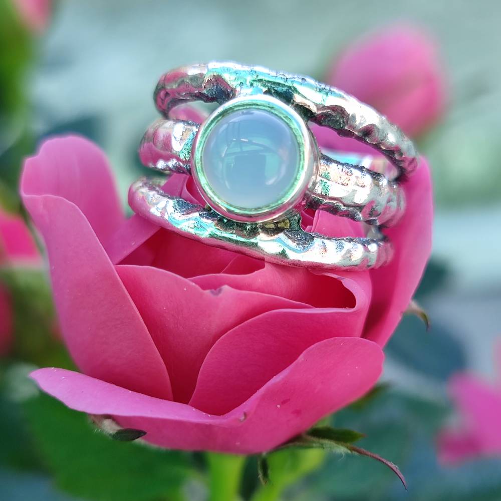 Anello etnico in argento 925 con pietra - NOKH