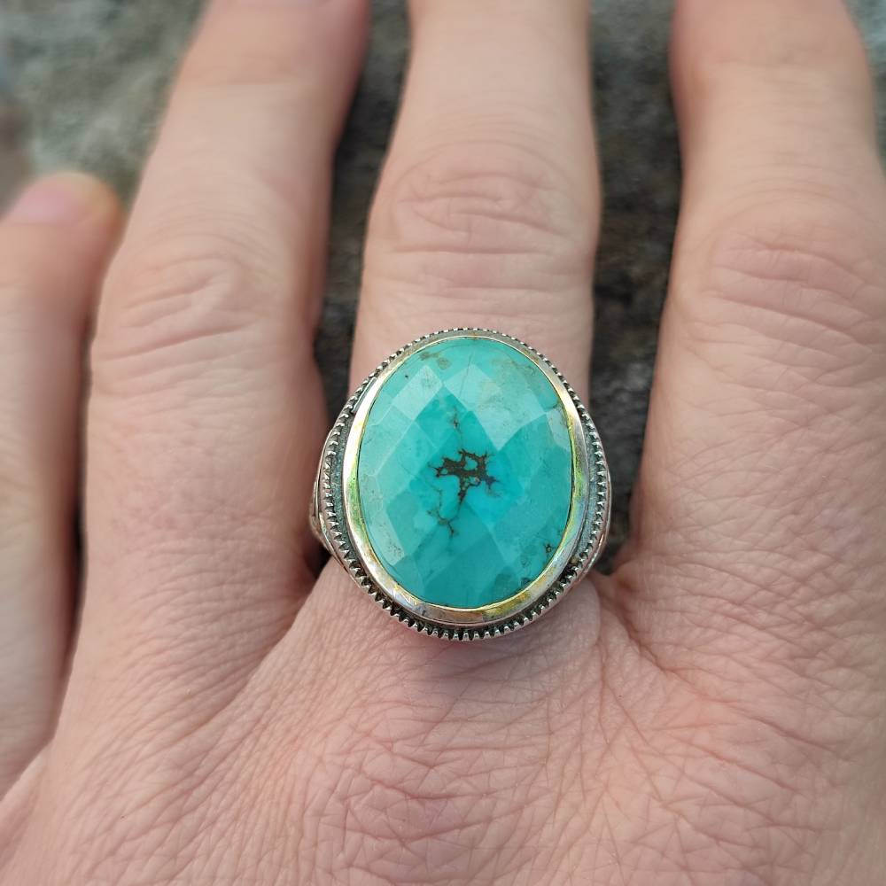 Anello etnico in argento 925 con pietra - RAIPUR