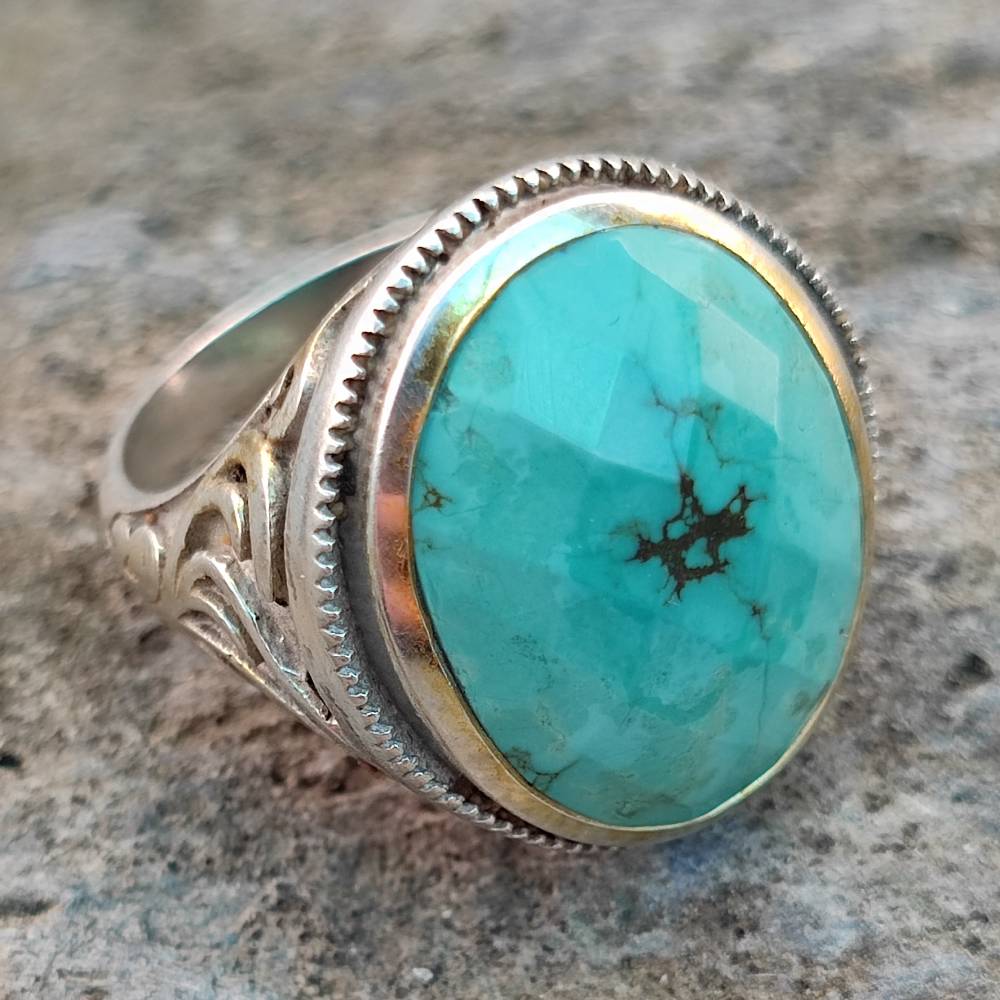 Anello etnico in argento 925 con pietra - RAIPUR