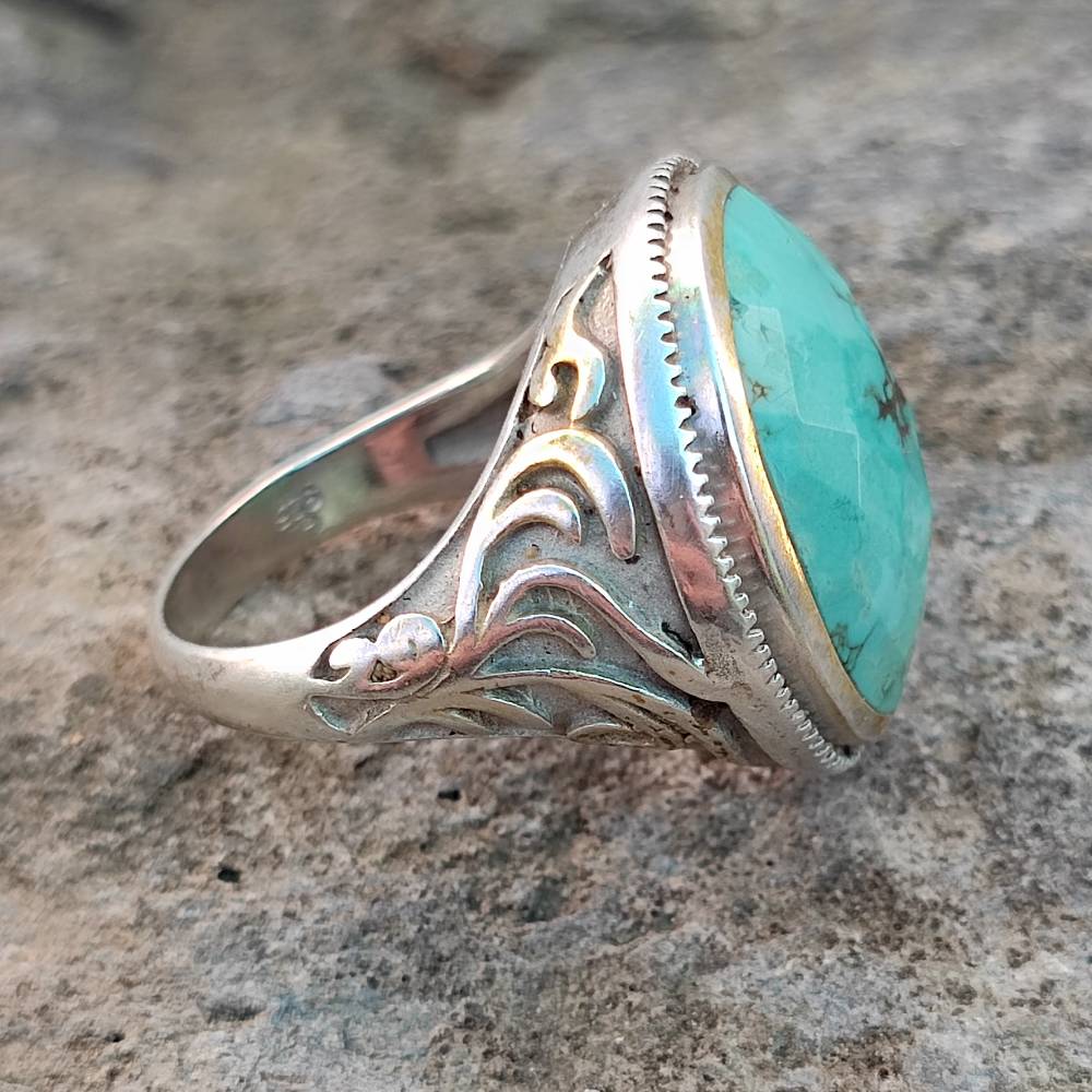 Anello etnico in argento 925 con pietra - RAIPUR