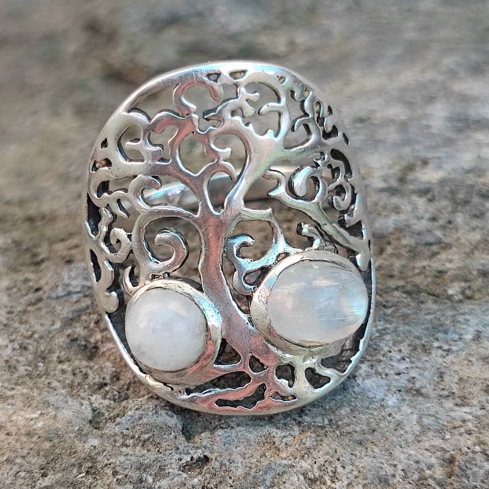 Anello etnico in argento 925 con pietra - RAMJIKA