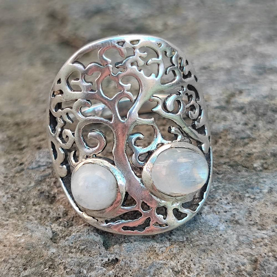Anello etnico in argento 925 con pietra - RAMJIKA
