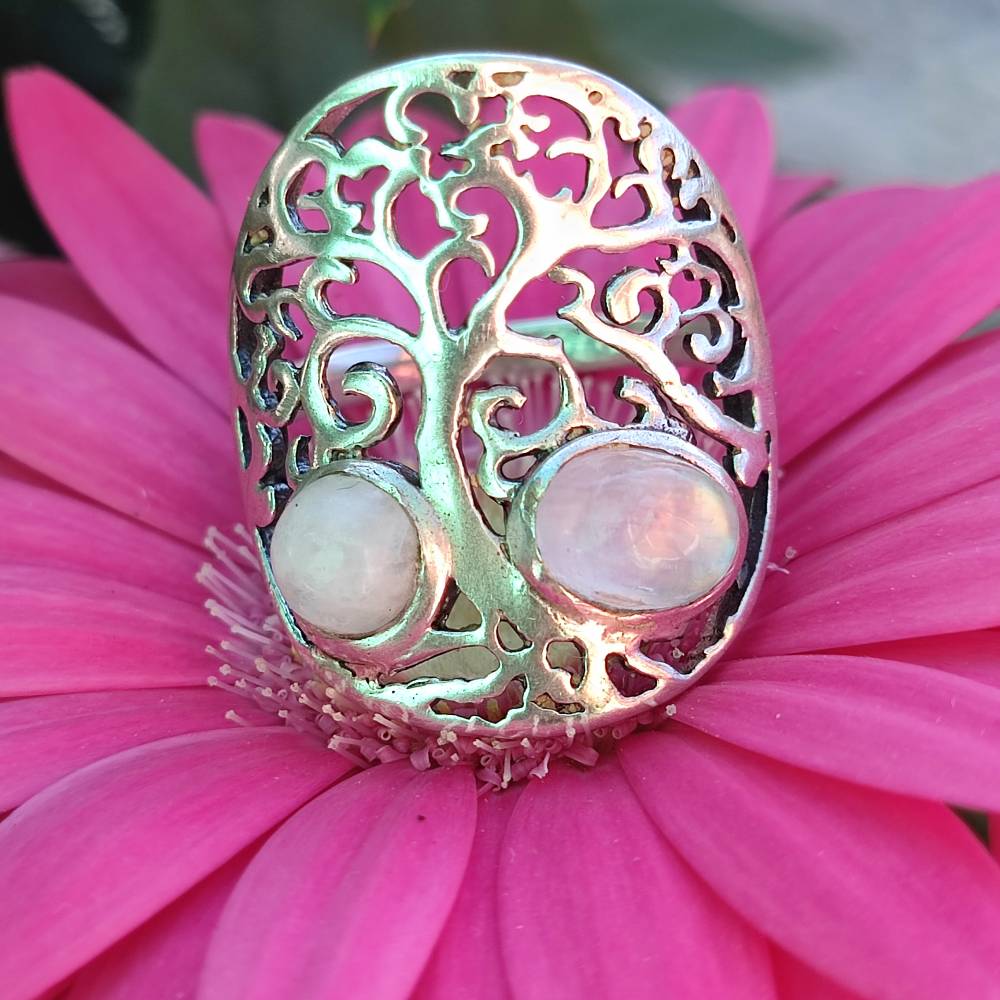 Anello etnico in argento 925 con pietra - RAMJIKA