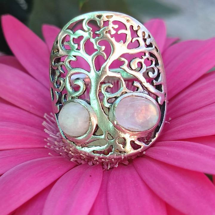 Anello etnico in argento 925 con pietra - RAMJIKA