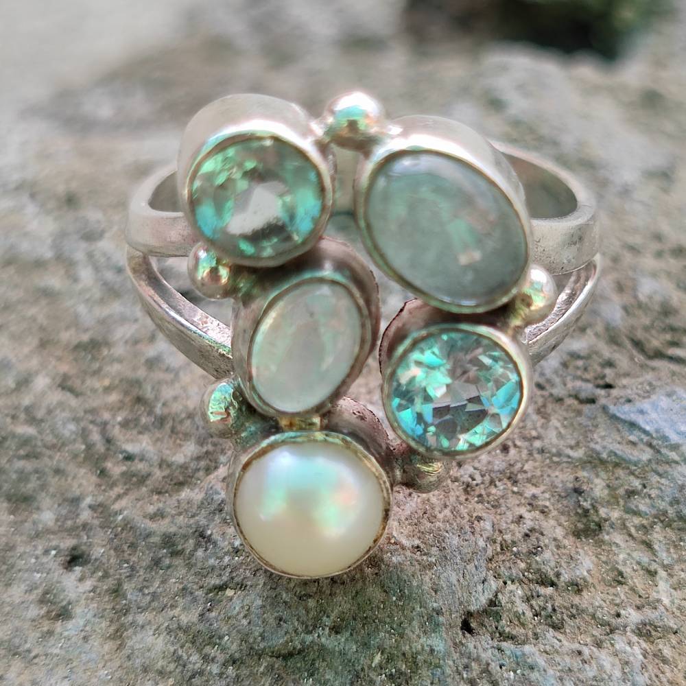 Anello in argento 925 multipietra - SHEO