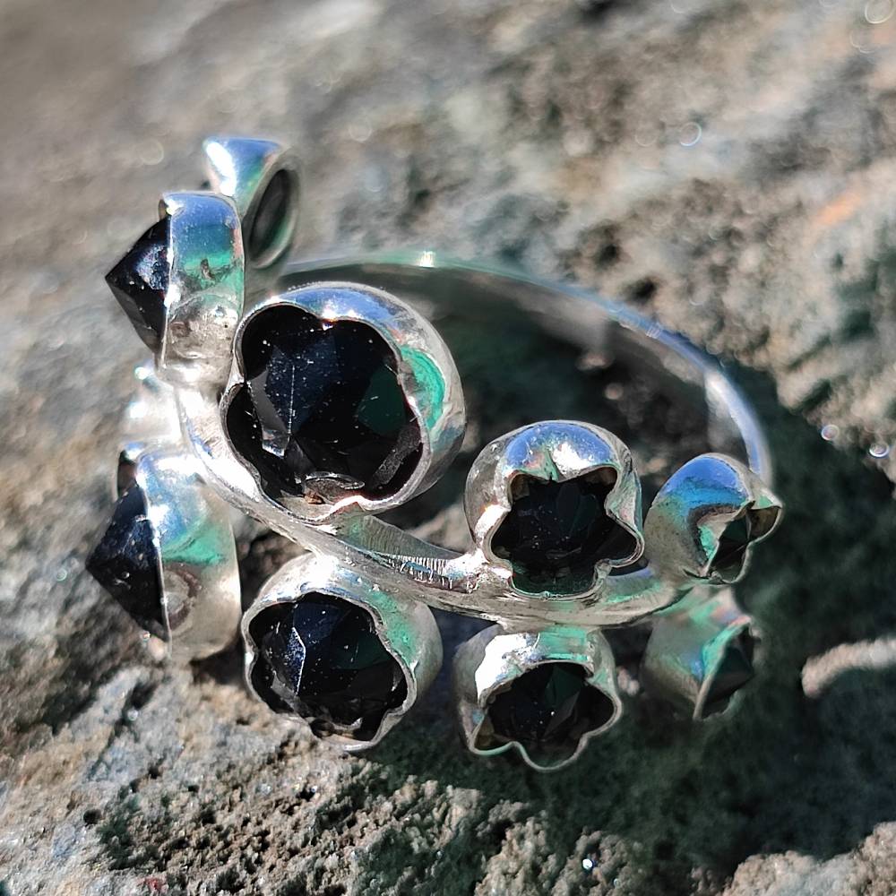 Anello etnico in argento 925 con pietra - SHRIBALAJI