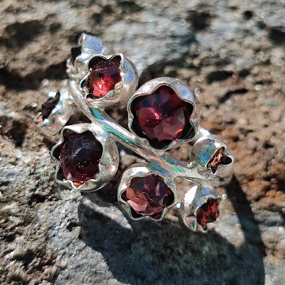 Anello etnico in argento 925 con pietra - SHRIBALAJI