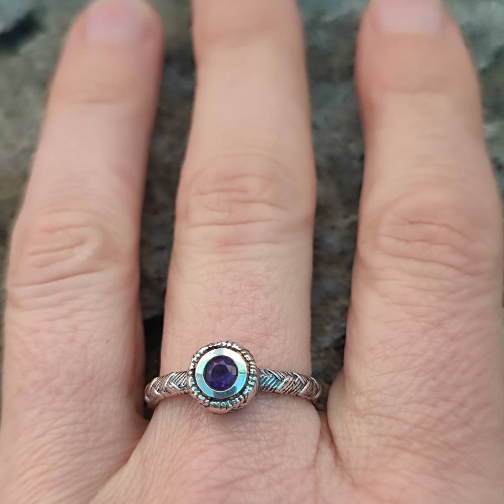 Anello etnico in argento 925 con pietra - SINDHARI