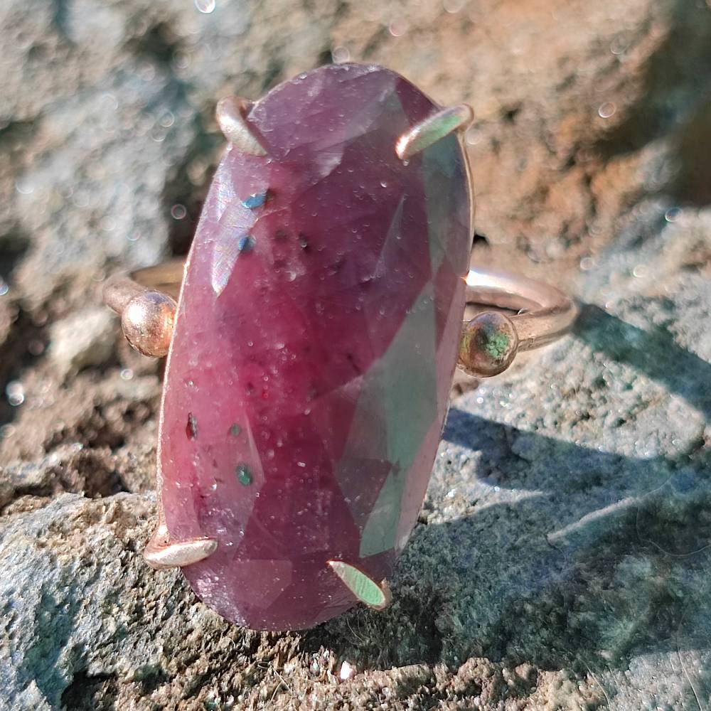 ANELLO artigianale in argento 925 con pietra - SOMNA