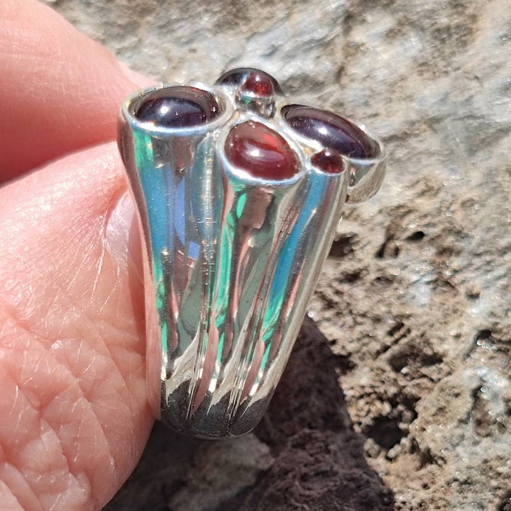 Anello etnico in argento 925 con pietra - SUNEL