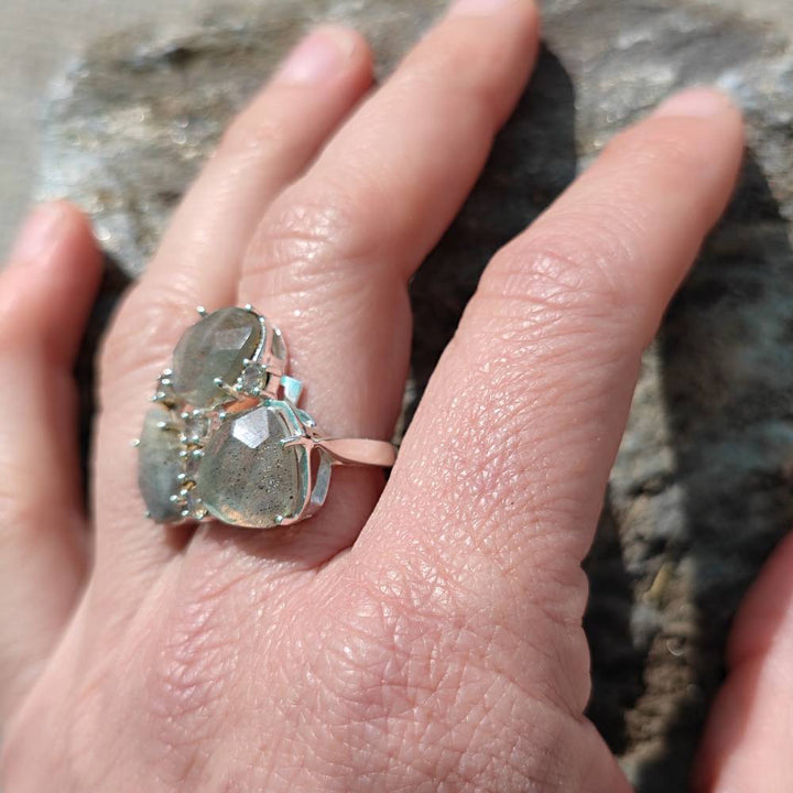 Anello in argento 925 artigianale con pietre - TIFFANY