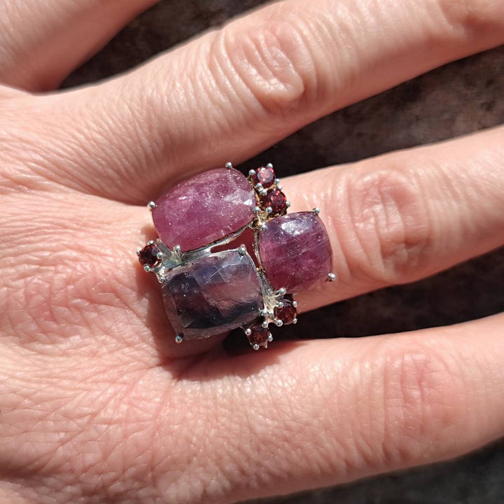 Anello in argento 925 artigianale con pietre - TIFFANY